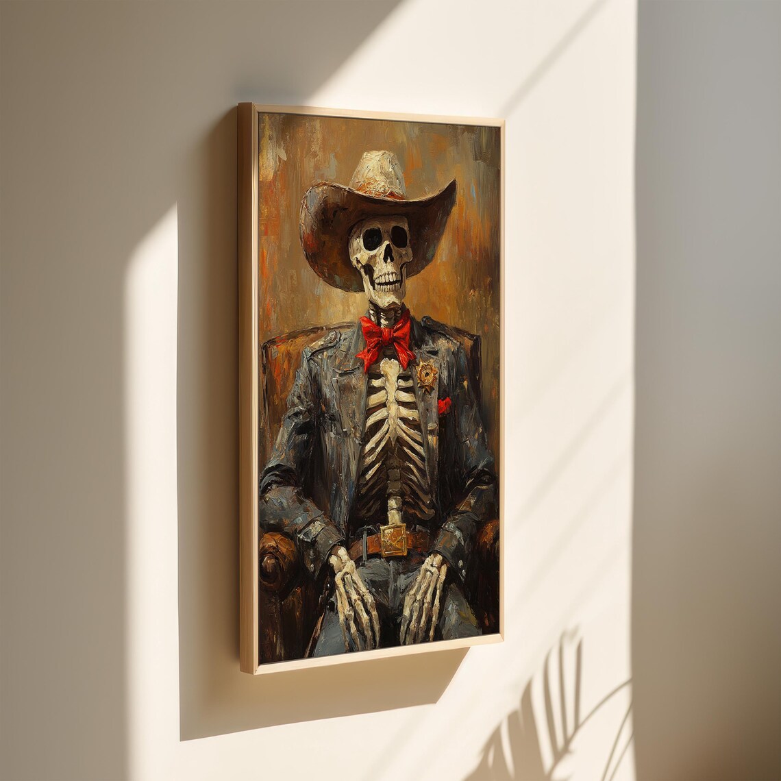 Cowboy Skeleton Western Gothic Vintage Art Print - Image 5
