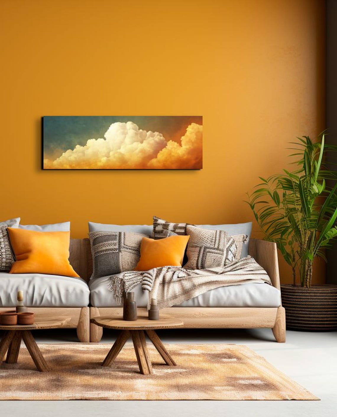 Golden Sunset Cloudscape Fiery Orange Sky Panoramic Art Poster - Image 3
