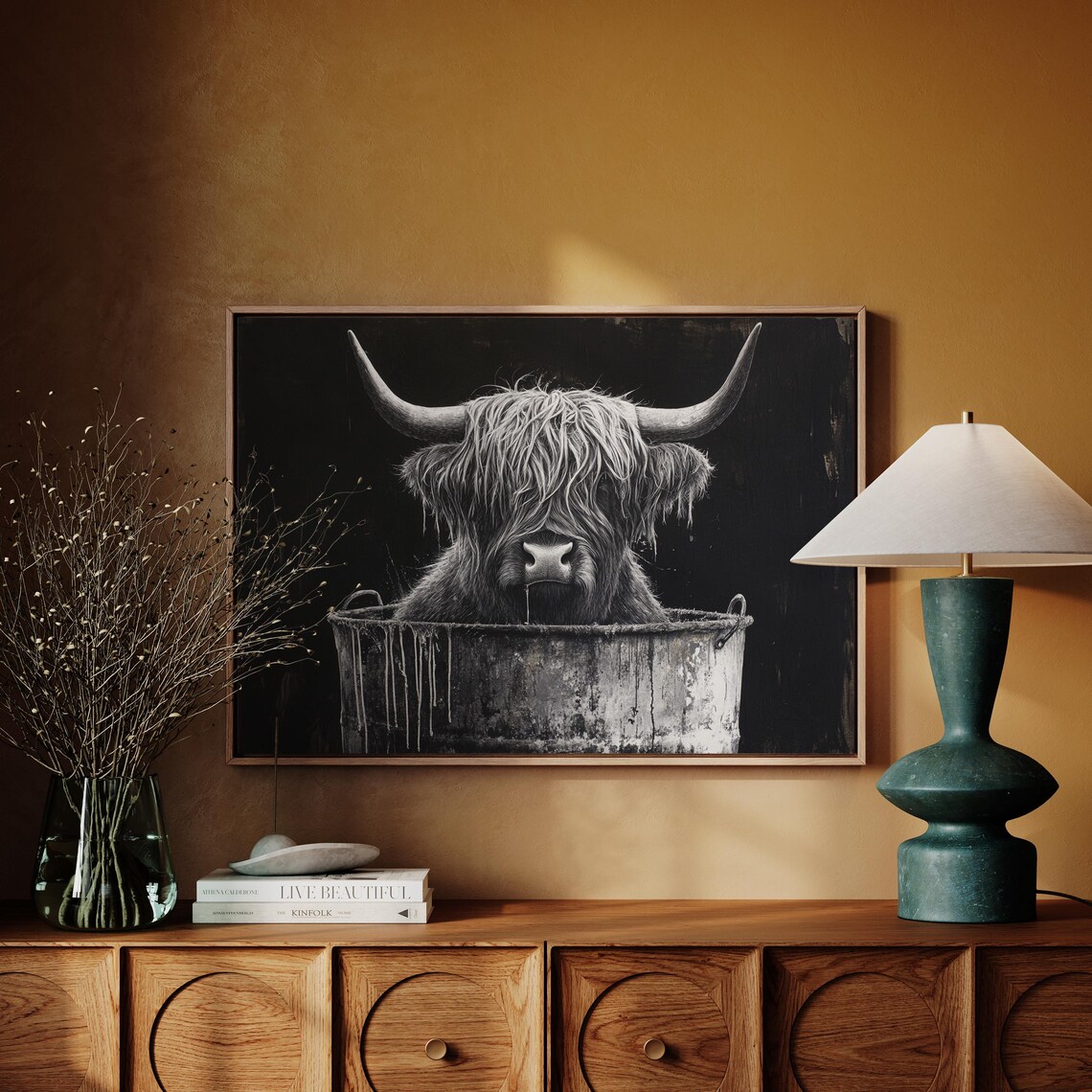 Highland Cow, Rustic Modern Farmhouse Art Print - Image 3