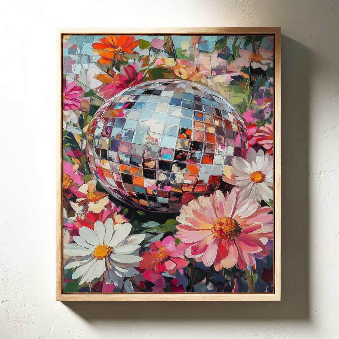 Shimmering Disco Ball Nestled in a Colorful Flower Garden Poster - Image 5