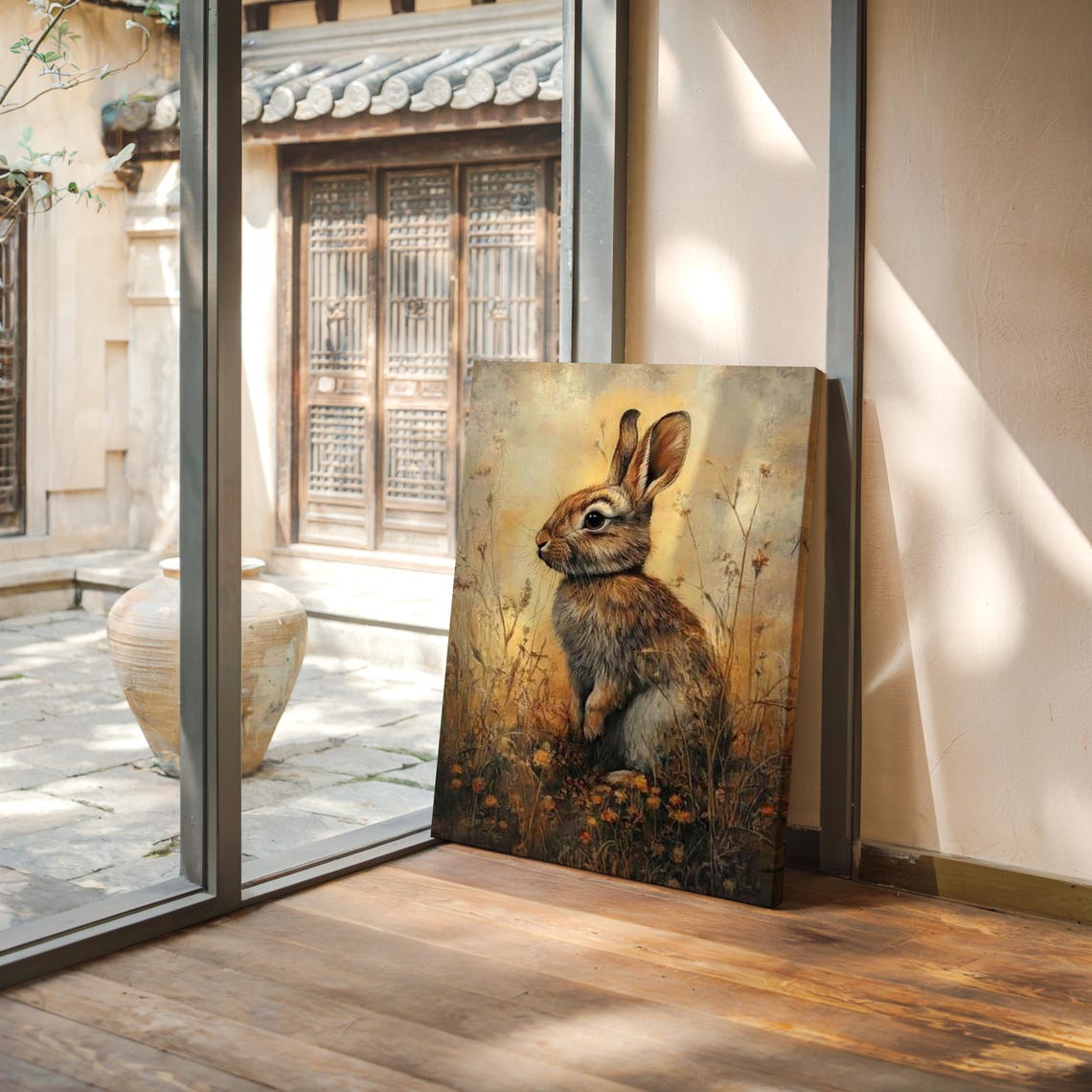 Rustic Charm Rabbit in a Golden Meadow - Image 7