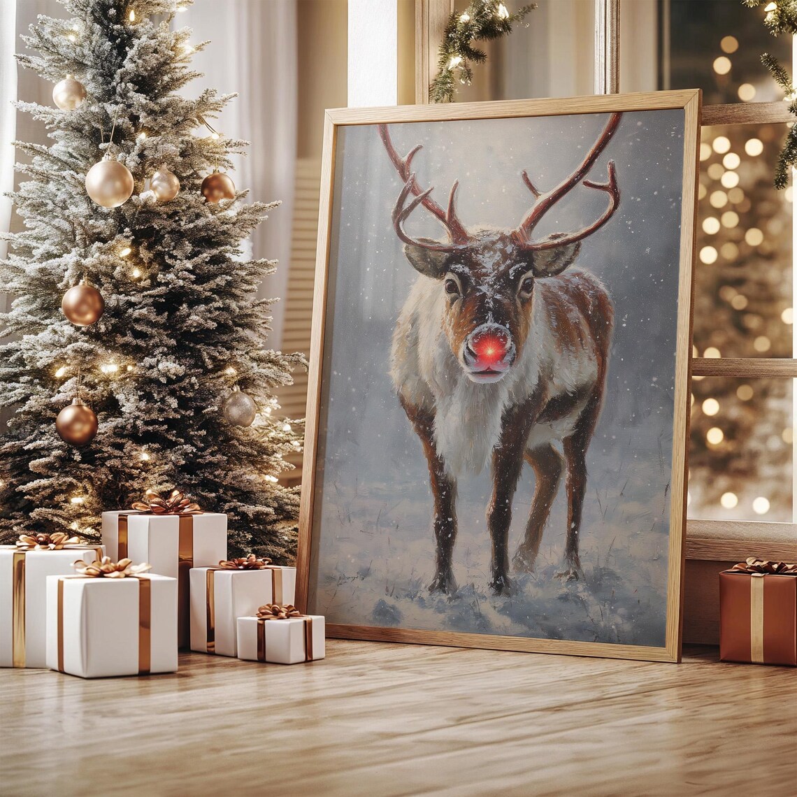 Rudolph The Red Nosed Reindeer, Holiday Art Print