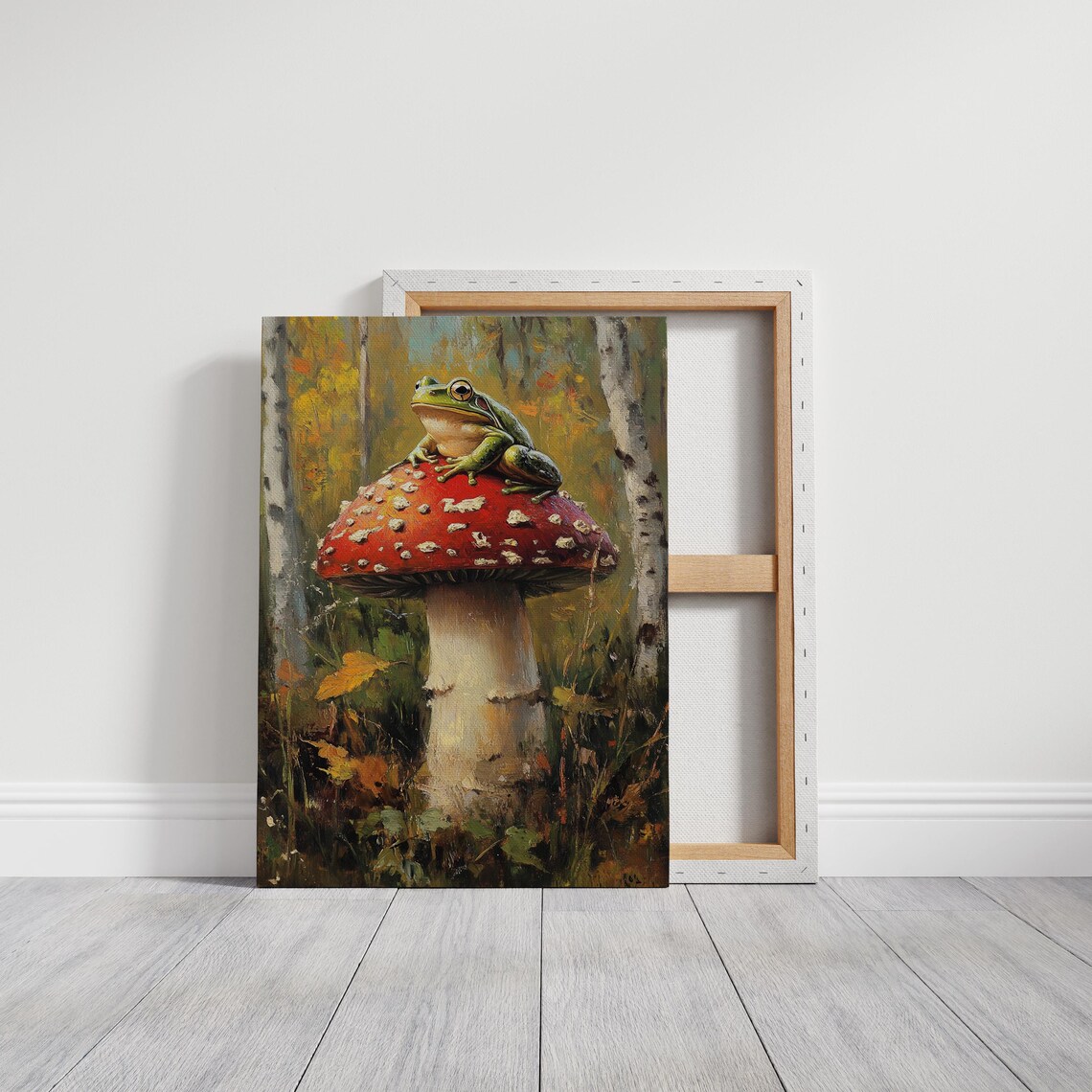 Whimsical Frog On Mushroom Autumn Forest Art Print - Image 3