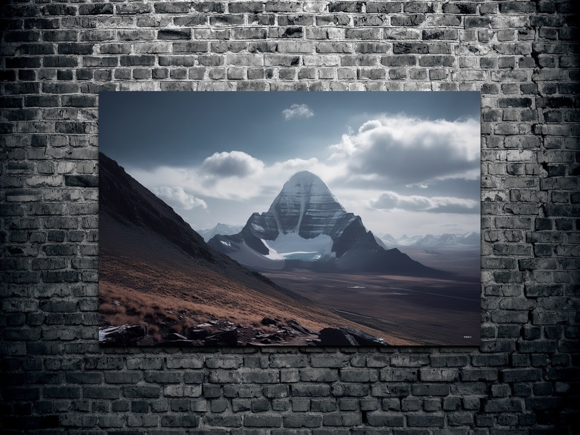 Mount Kailash Tibet Snow Capped Pyramid Peak Landscape Wall Art - Image 2