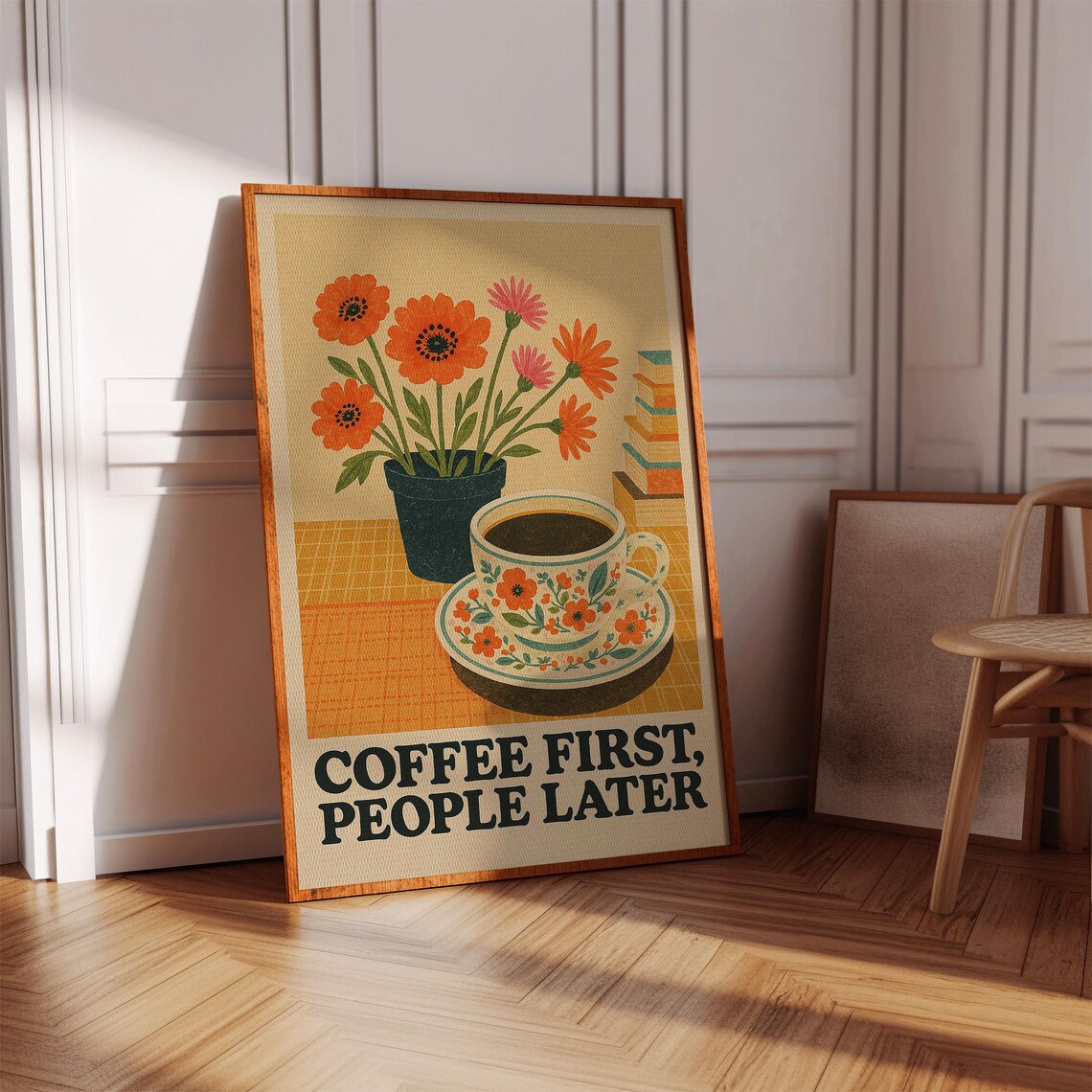 Coffee First People Later, Funny Retro Kitchen Decor