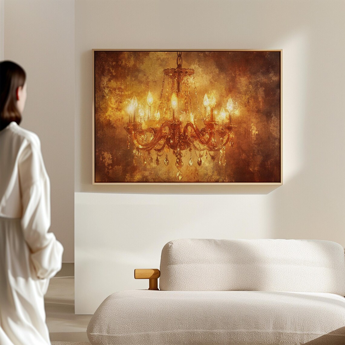 Golden Chandelier Vintage Glam Lighting Art Print - Image 6