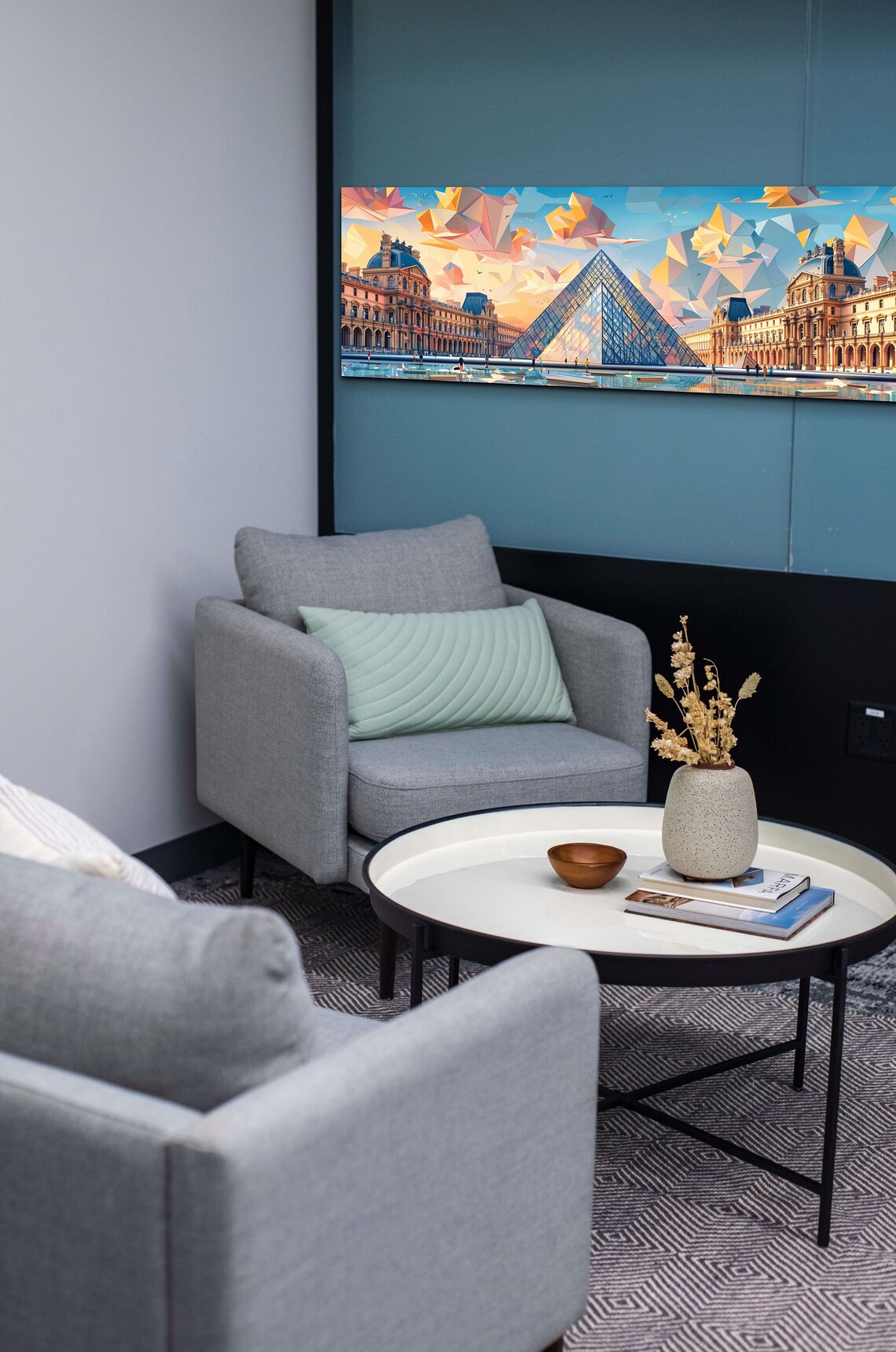 The Louvre Mid-Century Modern Panoramic Art Print - Image 4
