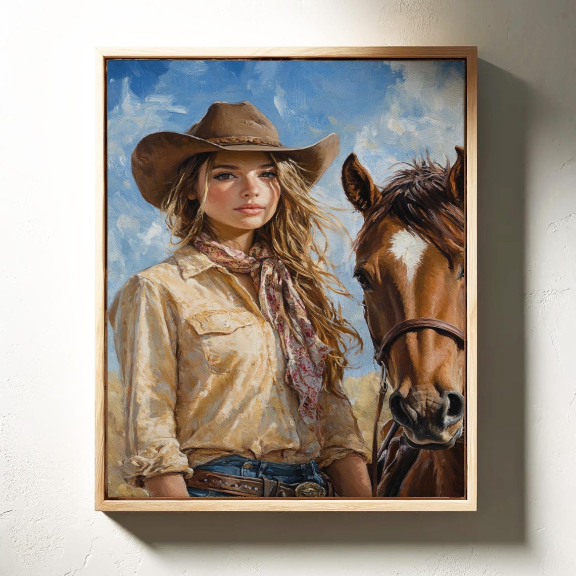 Rustic Cowgirl And Horse Western Farmhouse Wall Art Vintage Rodeo Girl Print Country Ranch Decor Wild West Painting - Image 4