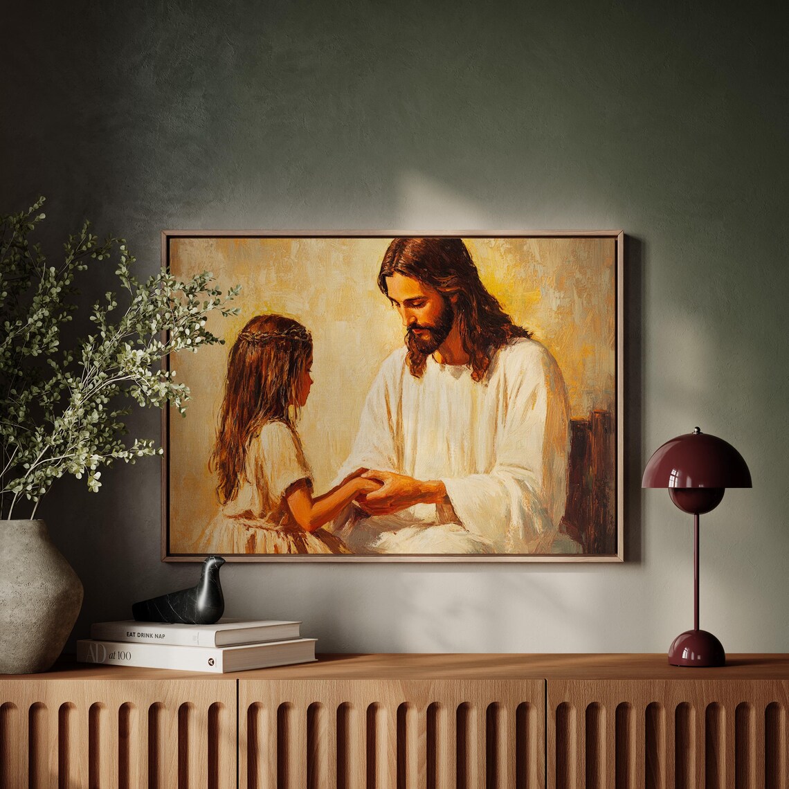 Jesus Holding Girls Hands, Inspirational Religious Art - Image 3