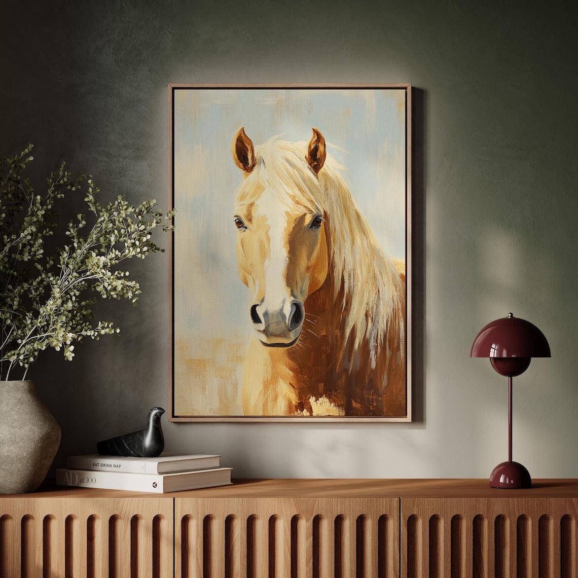 Palomino Horse Rustic Western Vintage Oil Print