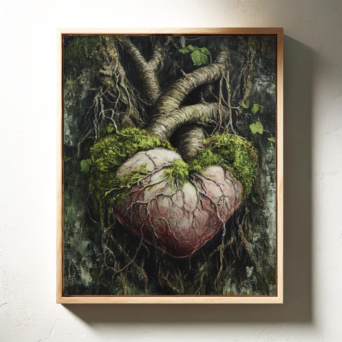 Anatomical Heart Covered in Moss with Tree Roots Dark Gothic Poster - Image 4
