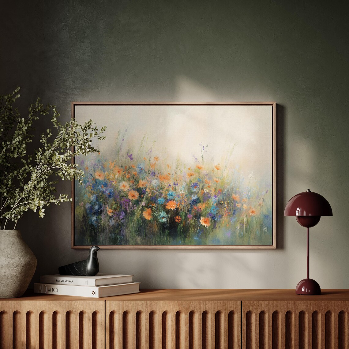 Soft Pastel Wildflower Meadow Orange Purple Blue Blooms Dreamy Poster - Image 4