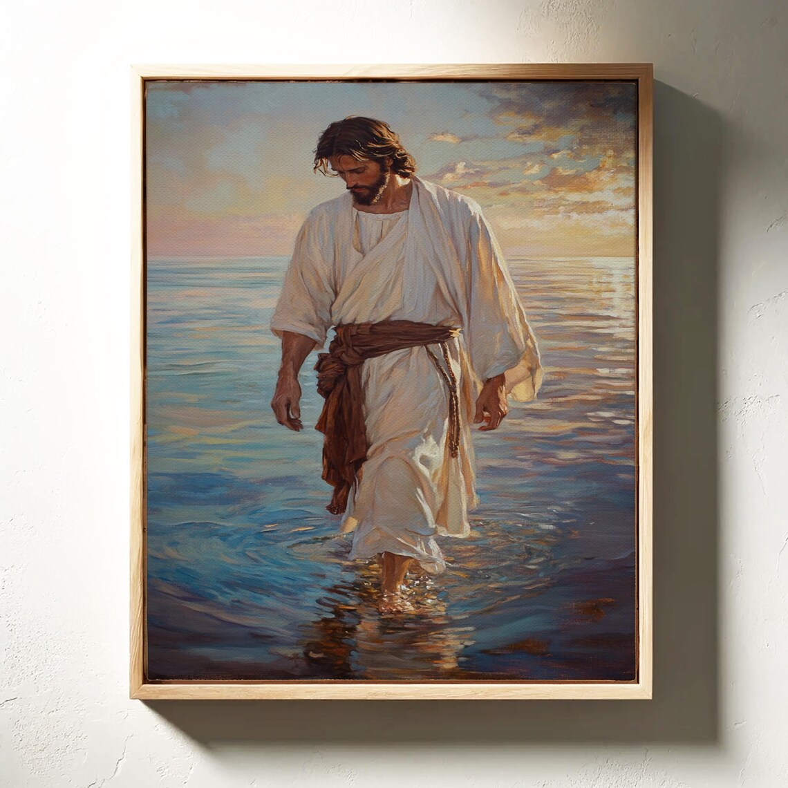 Jesus Walking On Water At Sunset Inspirational Christian Faith Poster - Image 4
