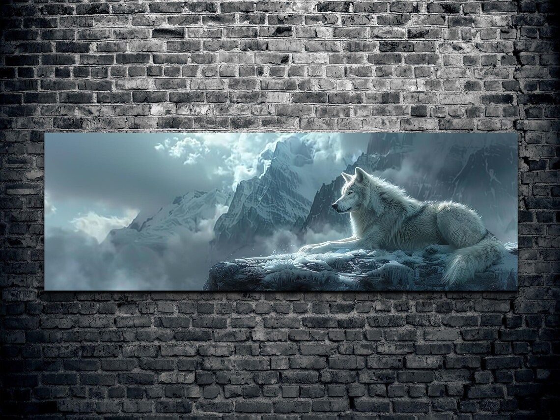 Wolf in the Mountains Art Print, Snowy Wildlife - Image 2