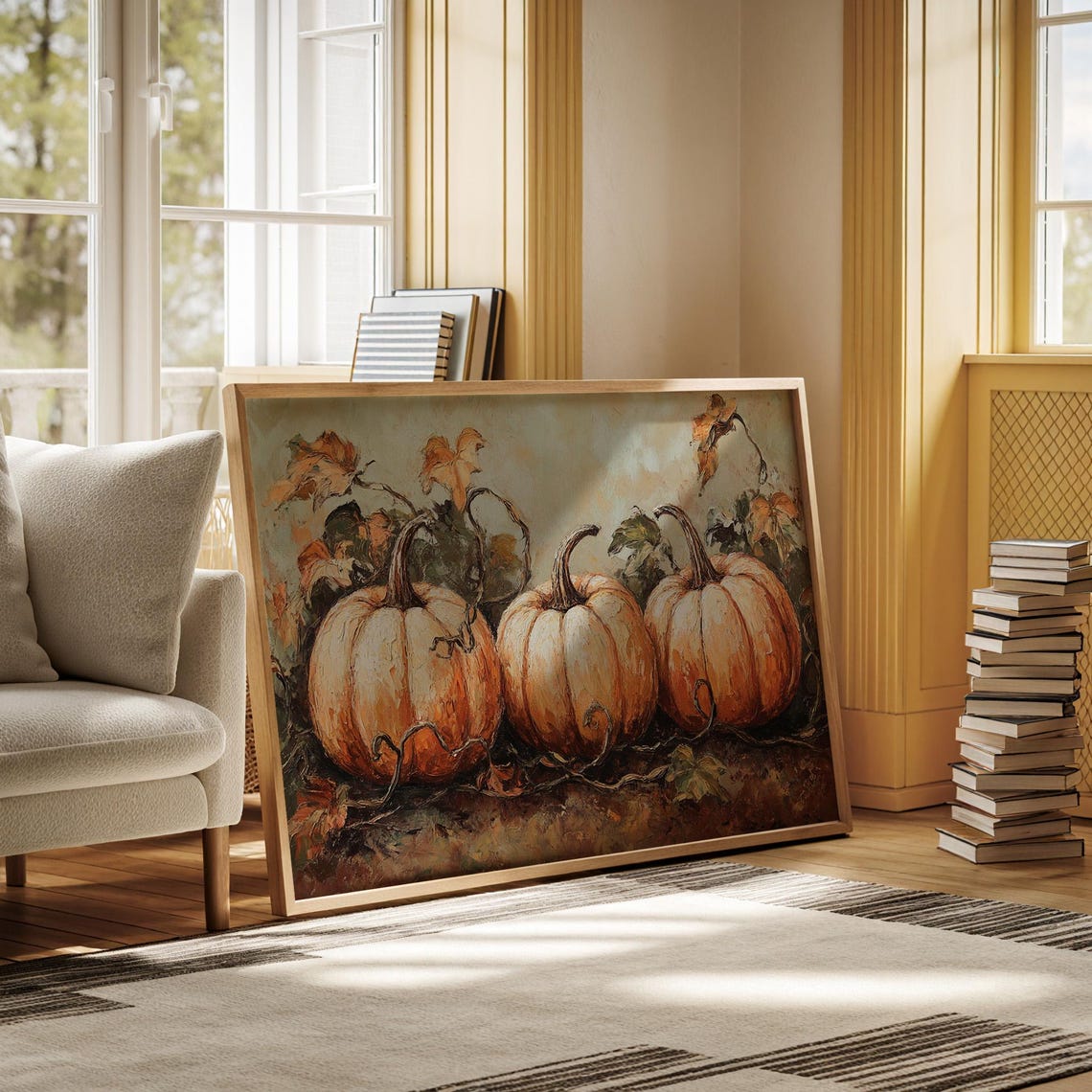 Rustic Pumpkin Harvest Trio Autumn Still Life Farmhouse Poster - Image 5