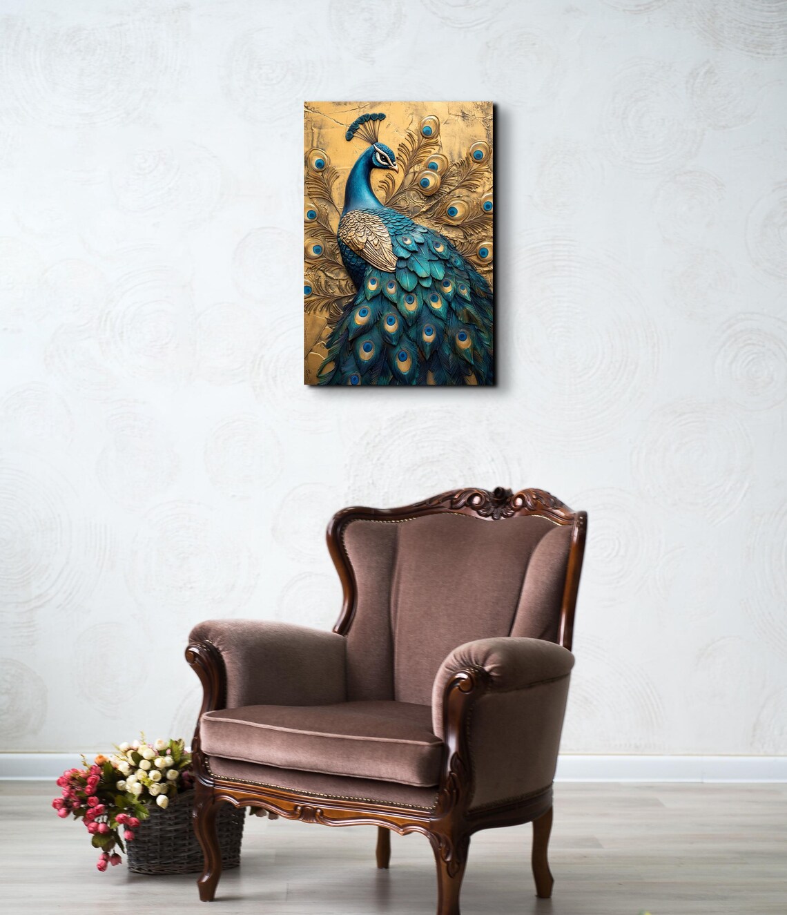 Victorian Peacock, Oil Paint Style Wall Art Print - Image 5