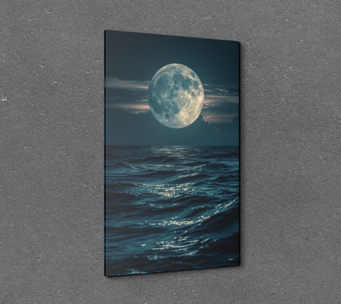 Moon Over Ocean, Night Ocean Home Decor - Image 5