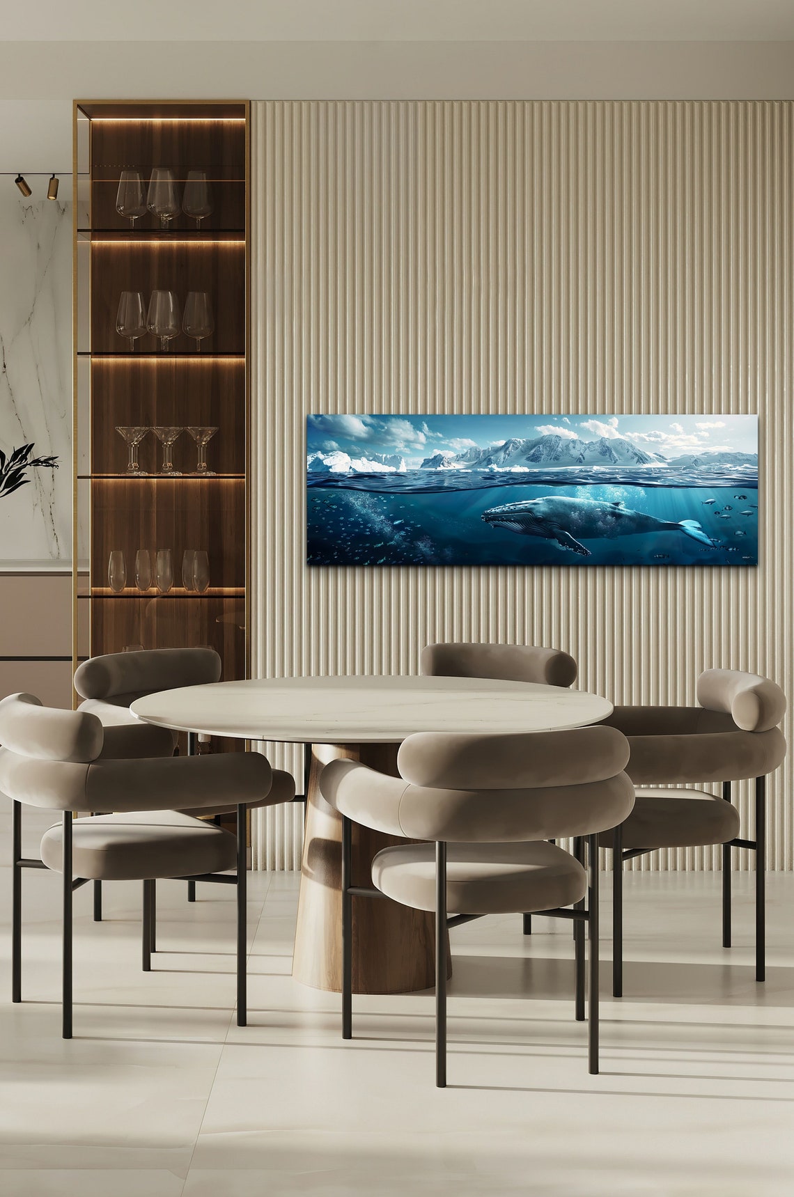 Humpback Whale Arctic Ocean Above Below Water Panoramic Wall Art - Image 5