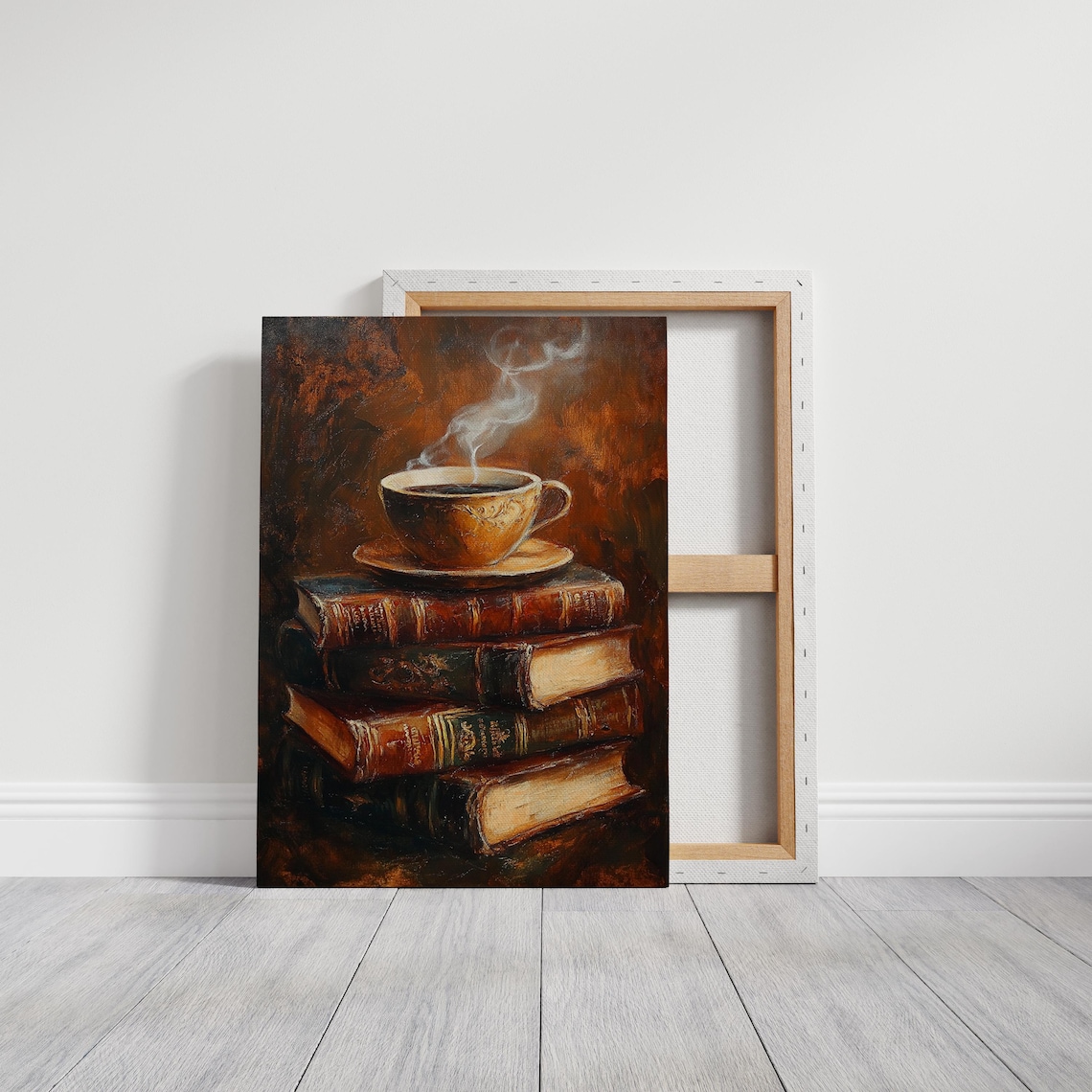 Vintage Coffee and Books Art Print, Rustic Decor - Image 3