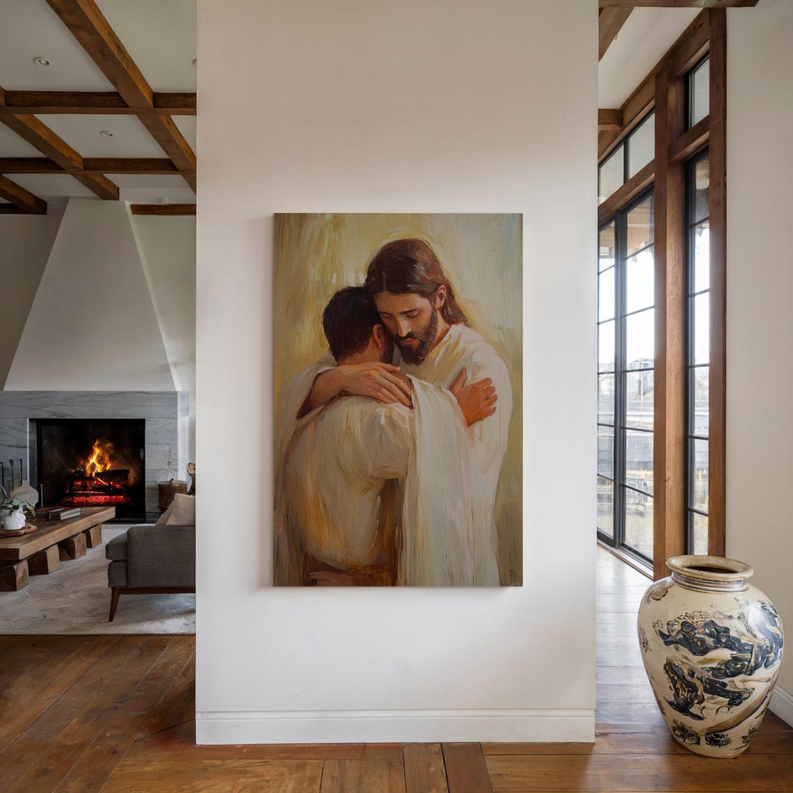 Jesus Embracing Man Forgiveness Love Christian Faith Art Poster - Image 4