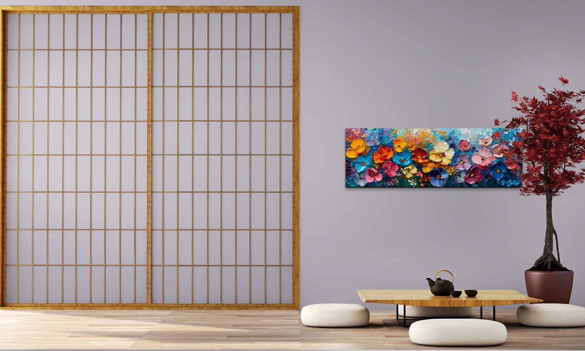 Impasto Colorful Flowers 3D Petals Oil Painting Texture Wall Print - Image 4