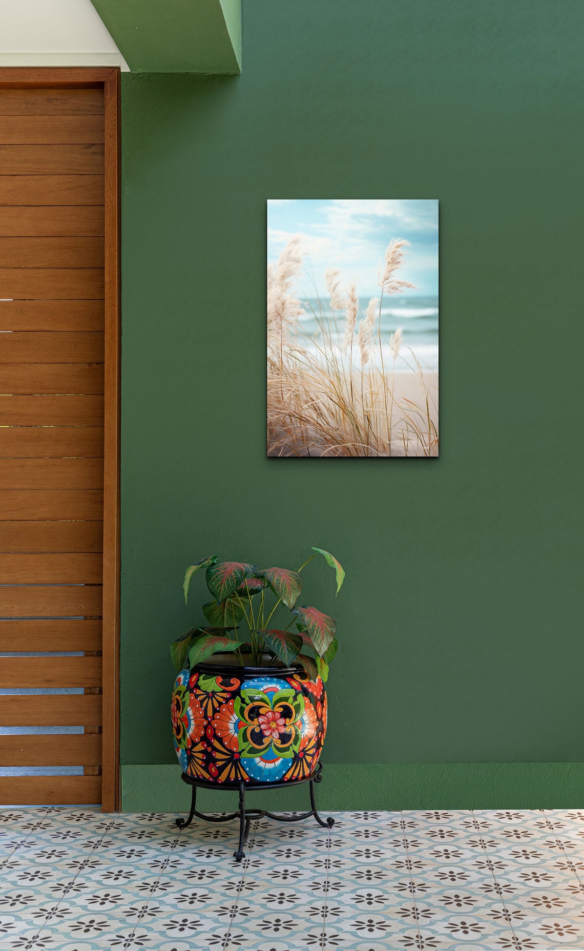Sea Grass Swaying on the Beach with Soft Ocean Waves Beyond Poster - Image 5