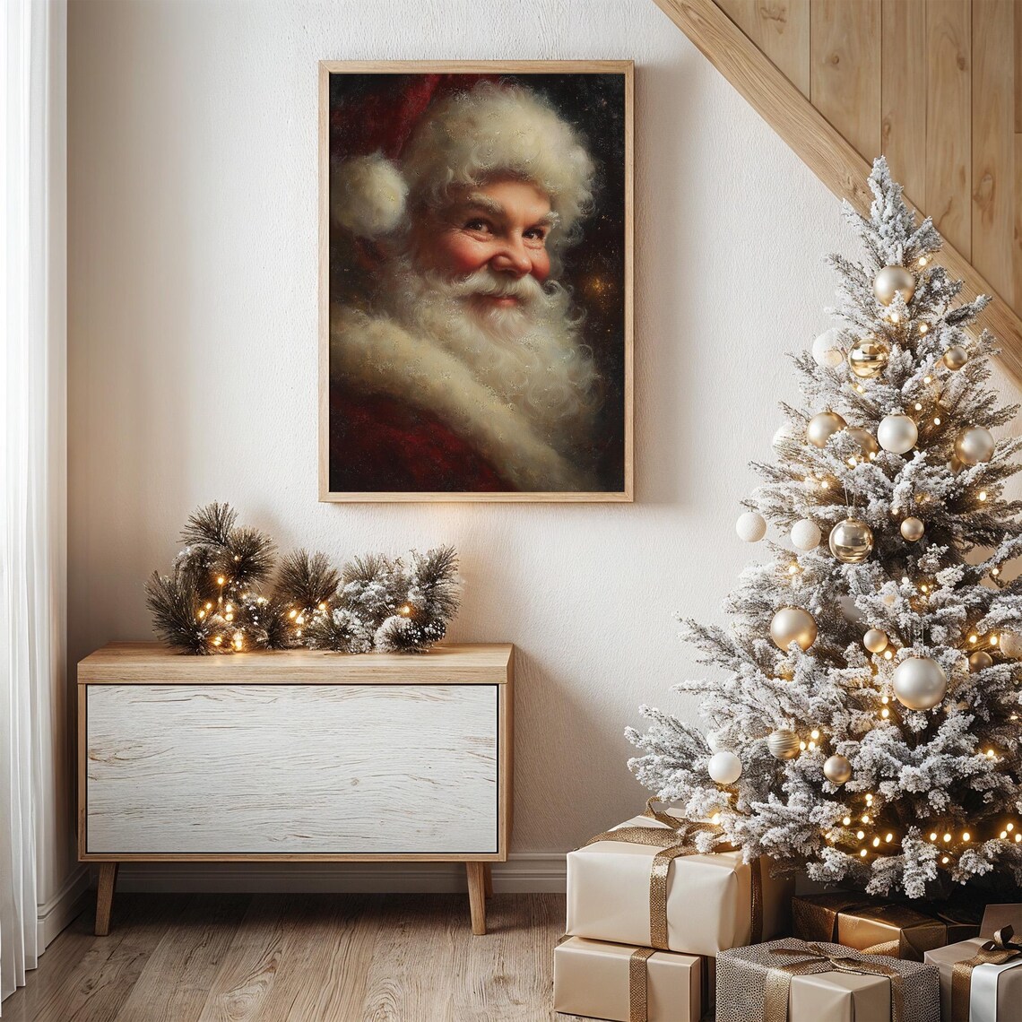 Jolly Santa Claus Christmas Portrait Art Print