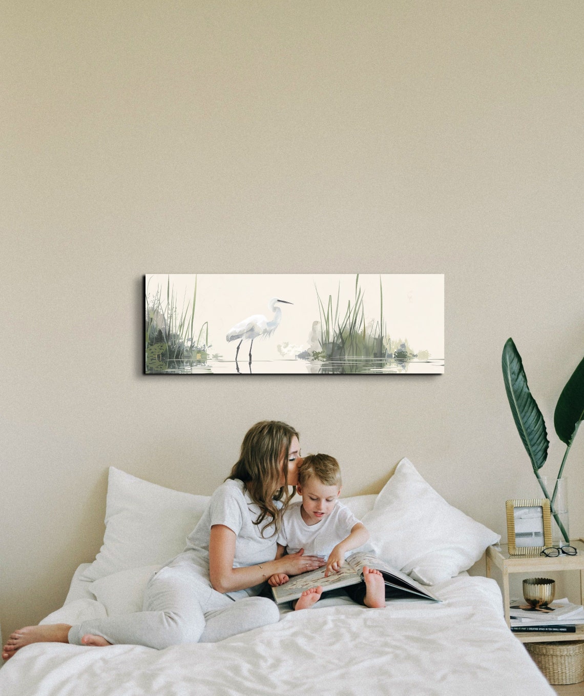 Serene White Egret Standing In Misty Marsh Watercolor Poster - Image 7