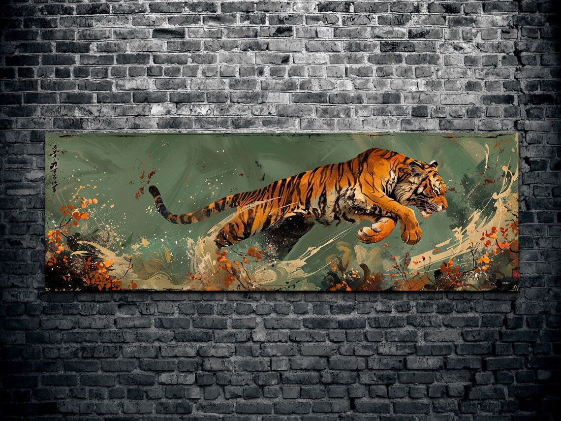 Bengal Tiger Japanese Art Style Wall Art - Image 2