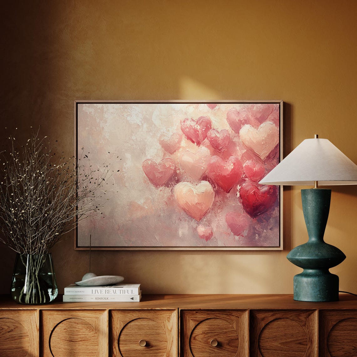 Blush Pink Hearts Textured Romantic Love Valentine Day Poster - Image 3
