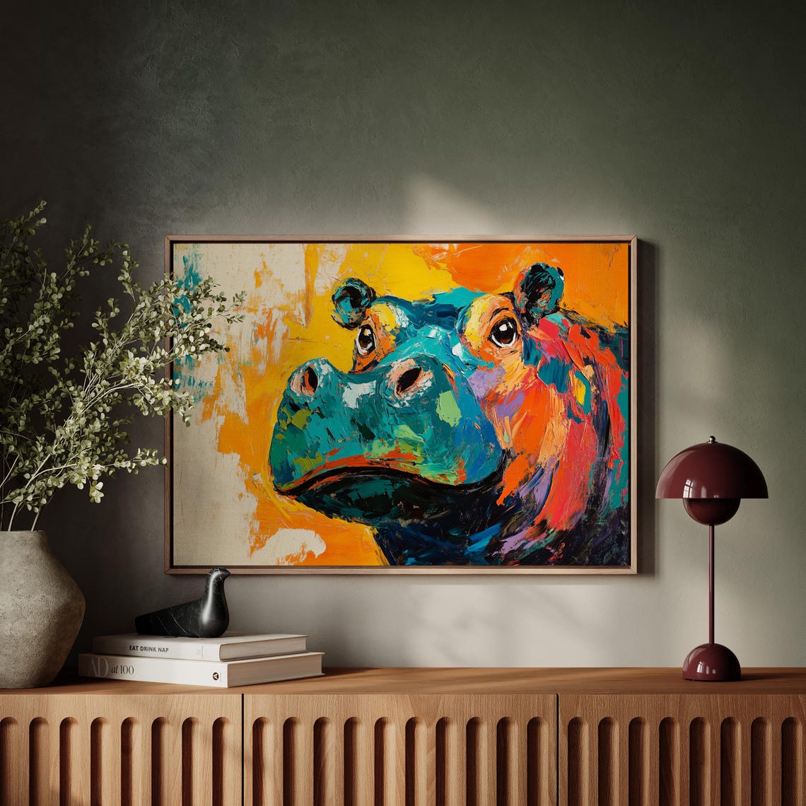 Bold Colorful Abstract Hippo Portrait in a Modern Art Poster - Image 4