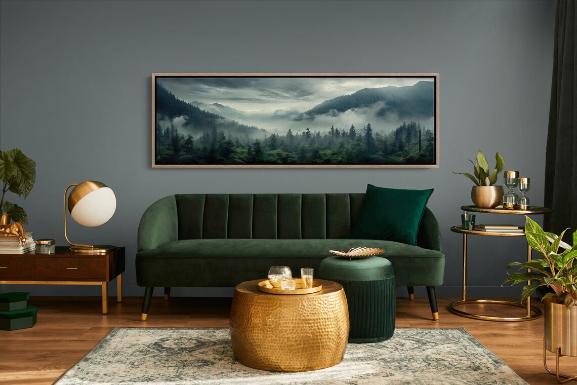Morning Fog Over A Mountain Forest Poster Print - Image 6