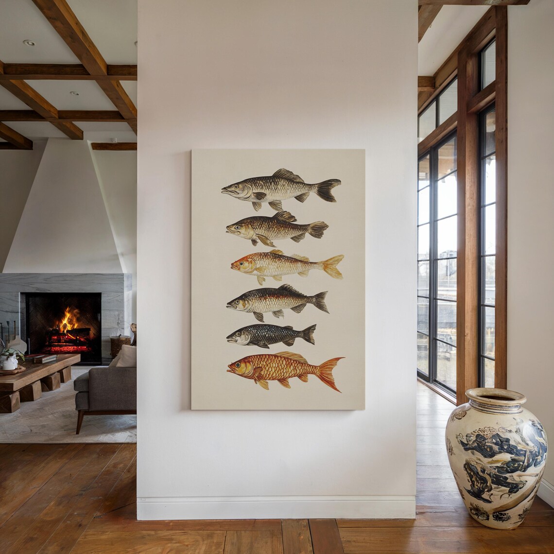 Six Vintage Fish Species Illustration Rustic Coastal Nature Art Poster - Image 4
