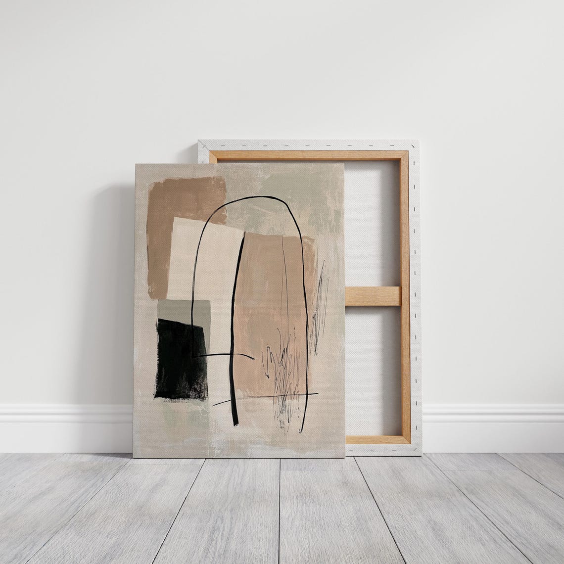 Neutral Minimalist Abstract Art Beige Black Line Modern Decor Poster - Image 3
