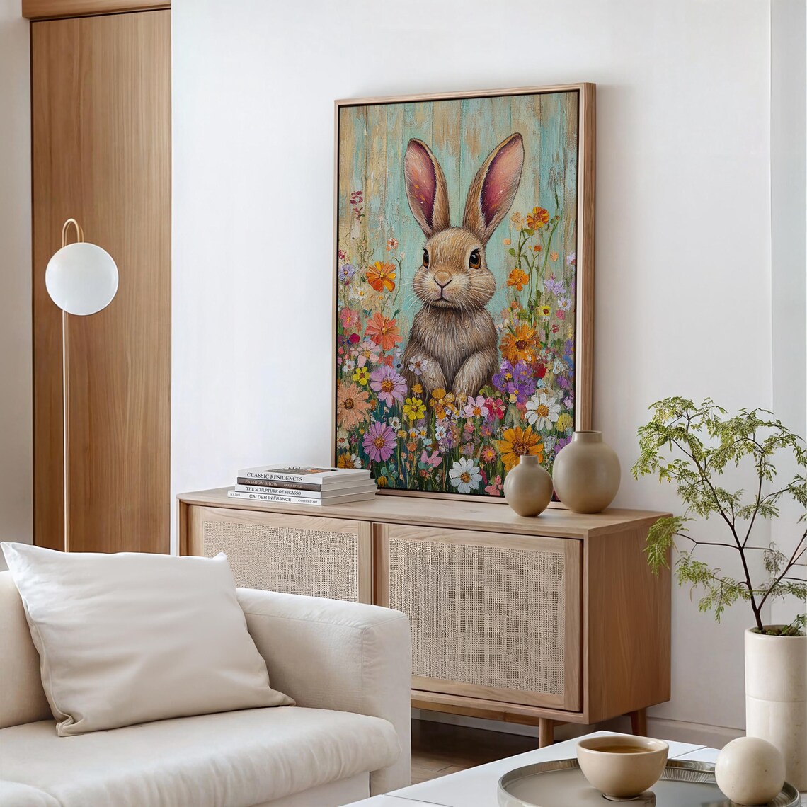 Whimsical Bunny Among Wildflowers, Springtime Art Print - Image 3