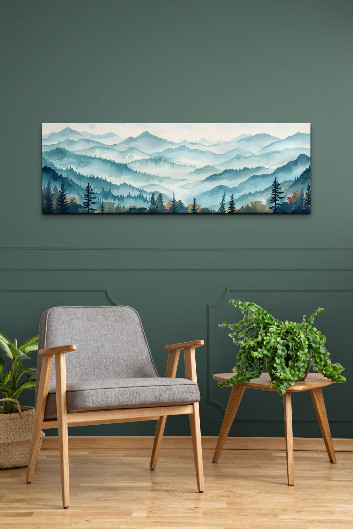 Appalachian Mountain Range Mid Century Modern Panoramic Scenery Wall Art - Image 6