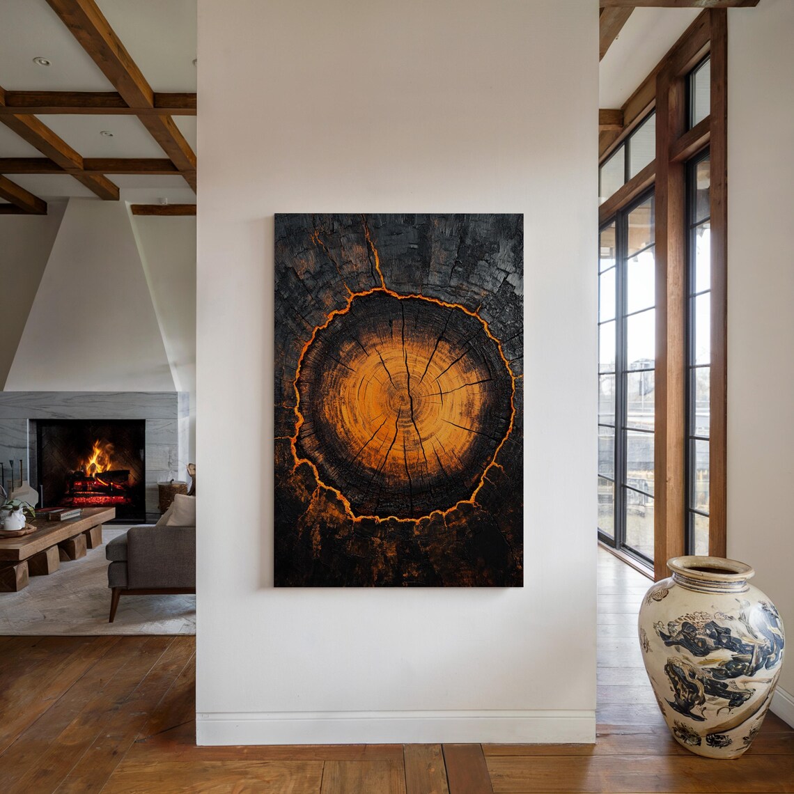 Fiery Tree Ring Art Print, Nature-Inspired Decor - Image 4