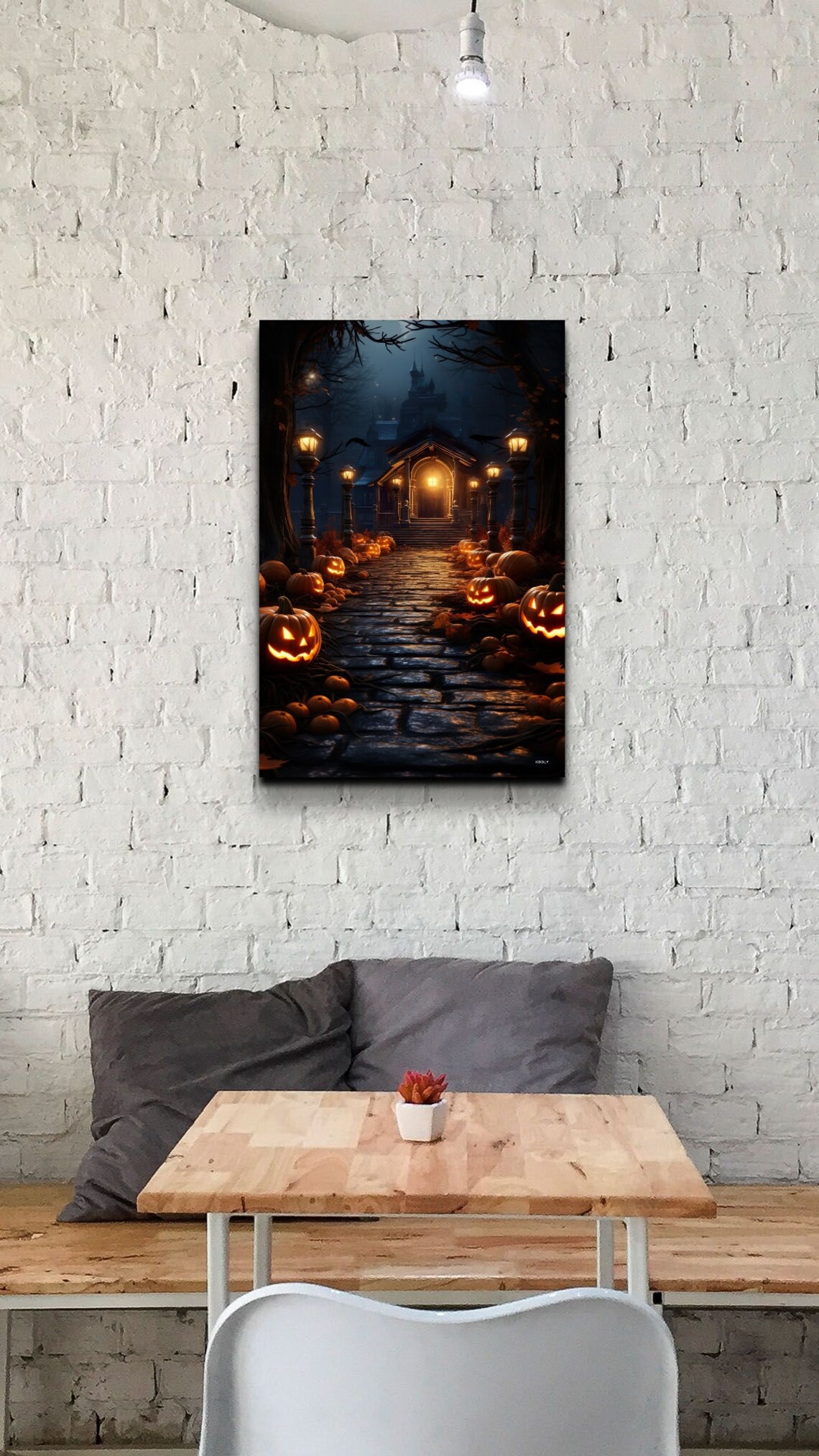 Halloween Pumpkins Spooky Art Halloween Art Holiday Art Pumpkins Spooky House Creepy House Art Ready To Hang Kooly Art Print - Image 5