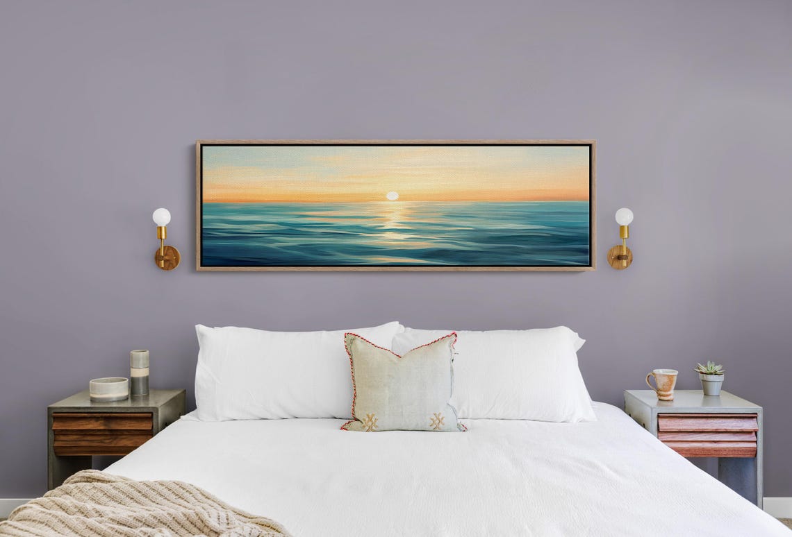 Painterly Ocean Sunset Golden Light Teal Waves Coastal Decor Poster - Image 5
