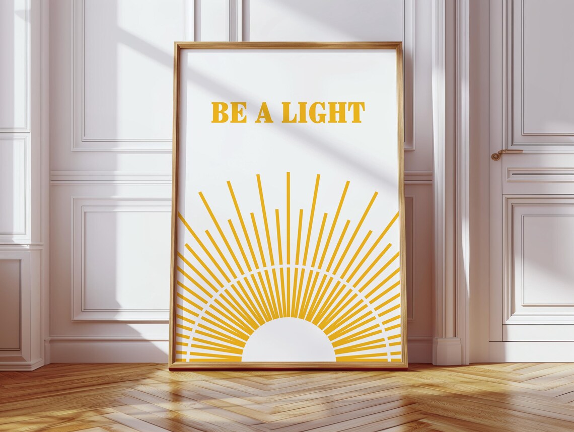 Be a Light Yellow Sunburst Modern Inspirational Quote Poster - Image 5