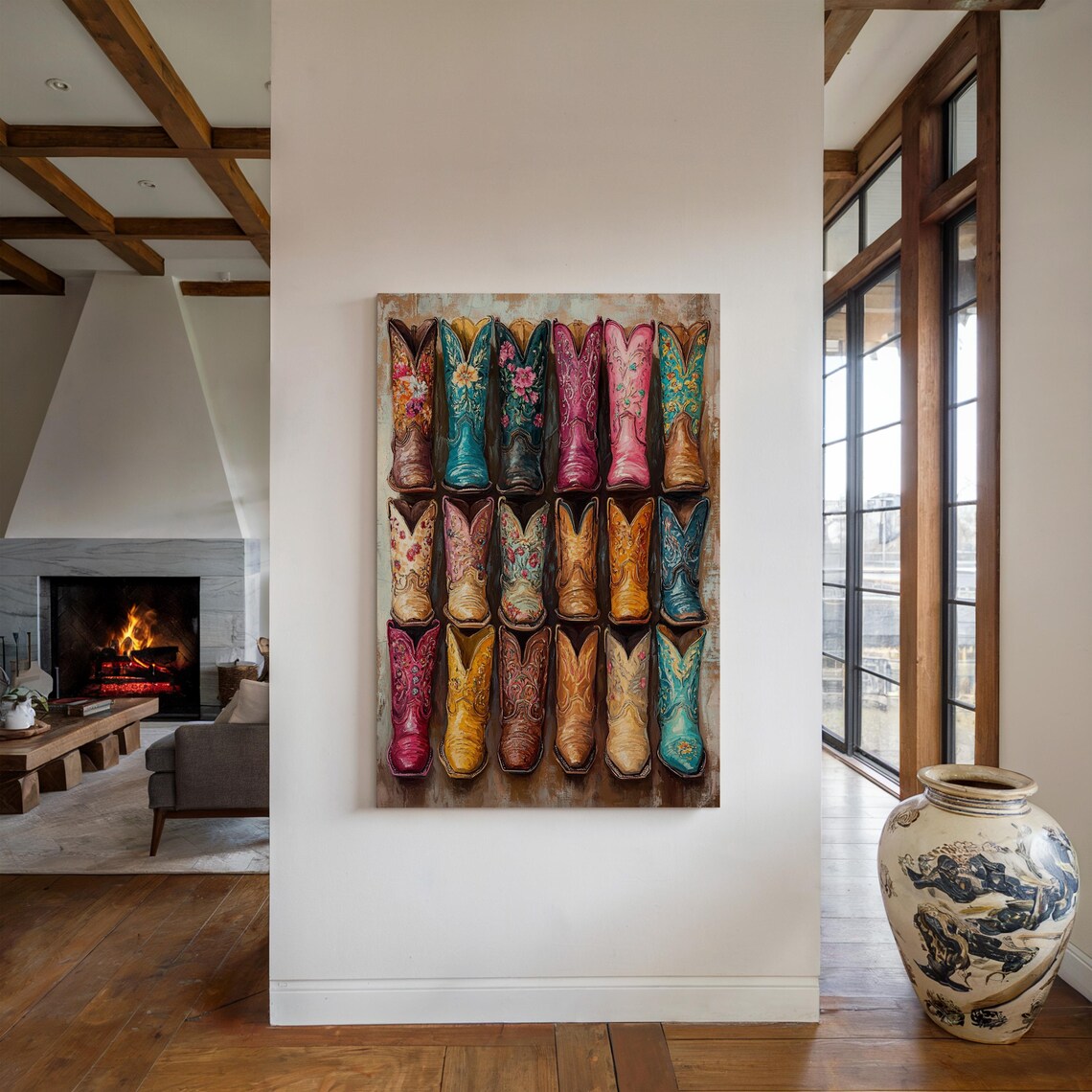 Vintage Cowboy Boots, Rustic Western Art Print - Image 2