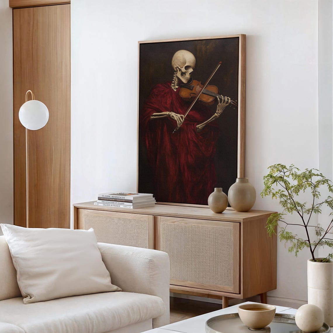Skeleton Violinist In Red Robe Dark Gothic Classical Art Poster - Image 6