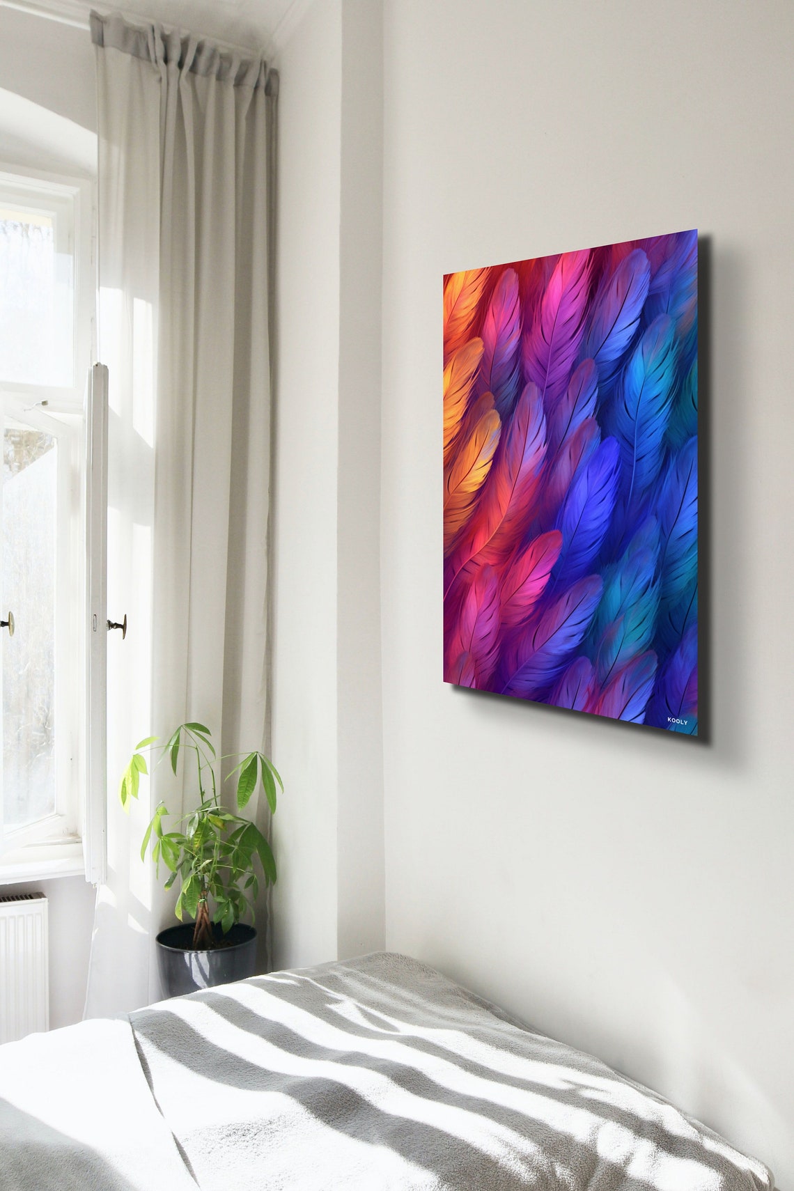 Rainbow Feathers Gradient Colorful Plumage Closeup Art Poster - Image 7
