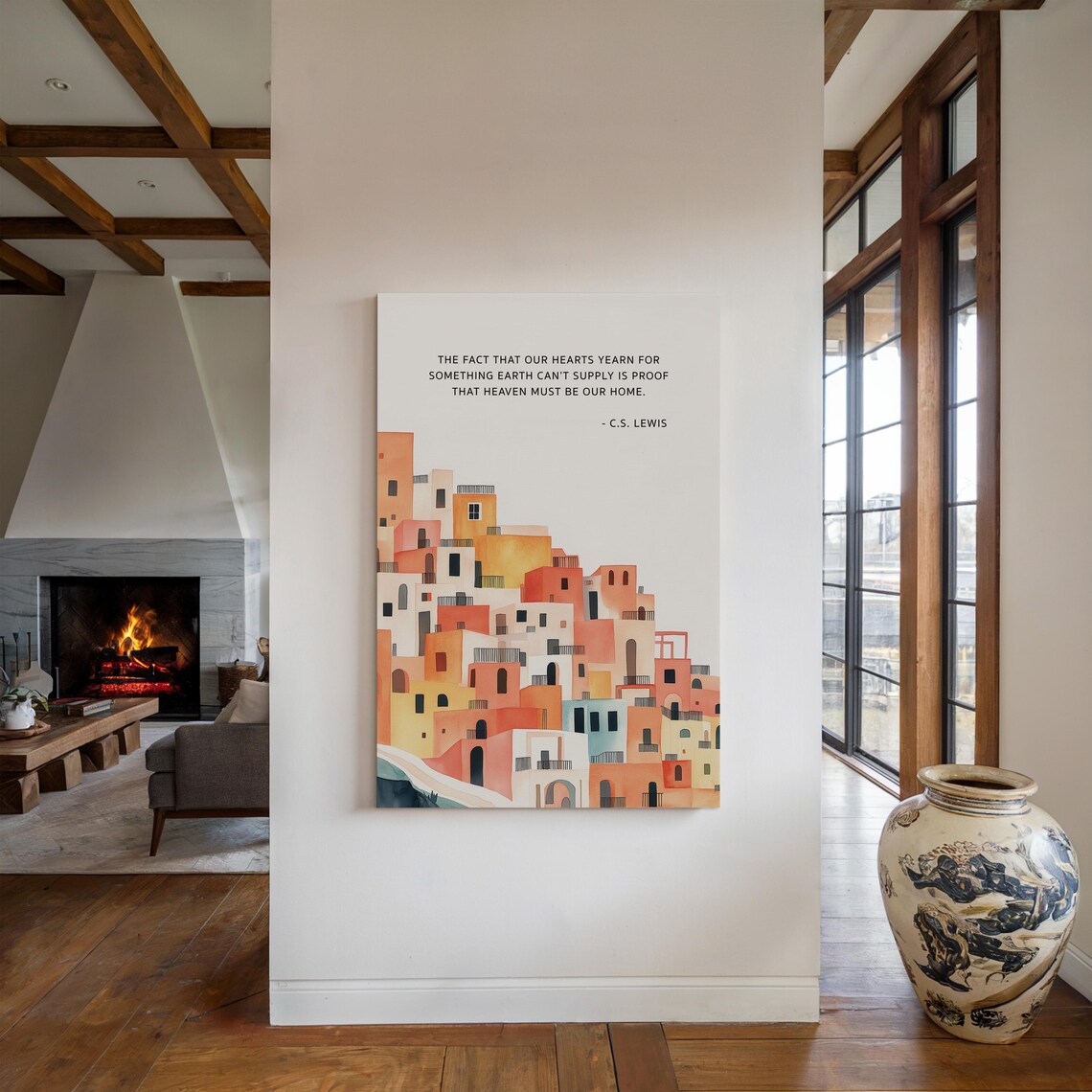 C.S. Lewis Quote On Heaven, Watercolor Village - Image 4