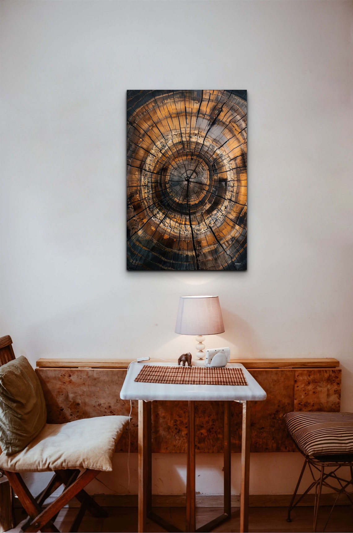 Nordic Amber Tree Rings Cross Section Rustic Wood Slice Poster - Image 4