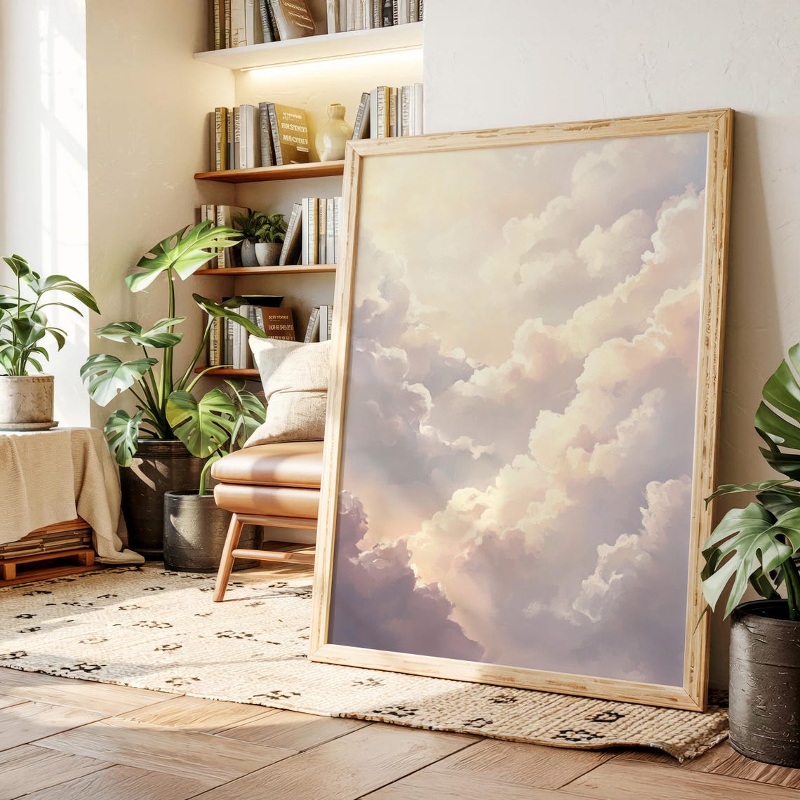 Pastel Pink and Lavender Cloudscape Art Print for Serene Rooms