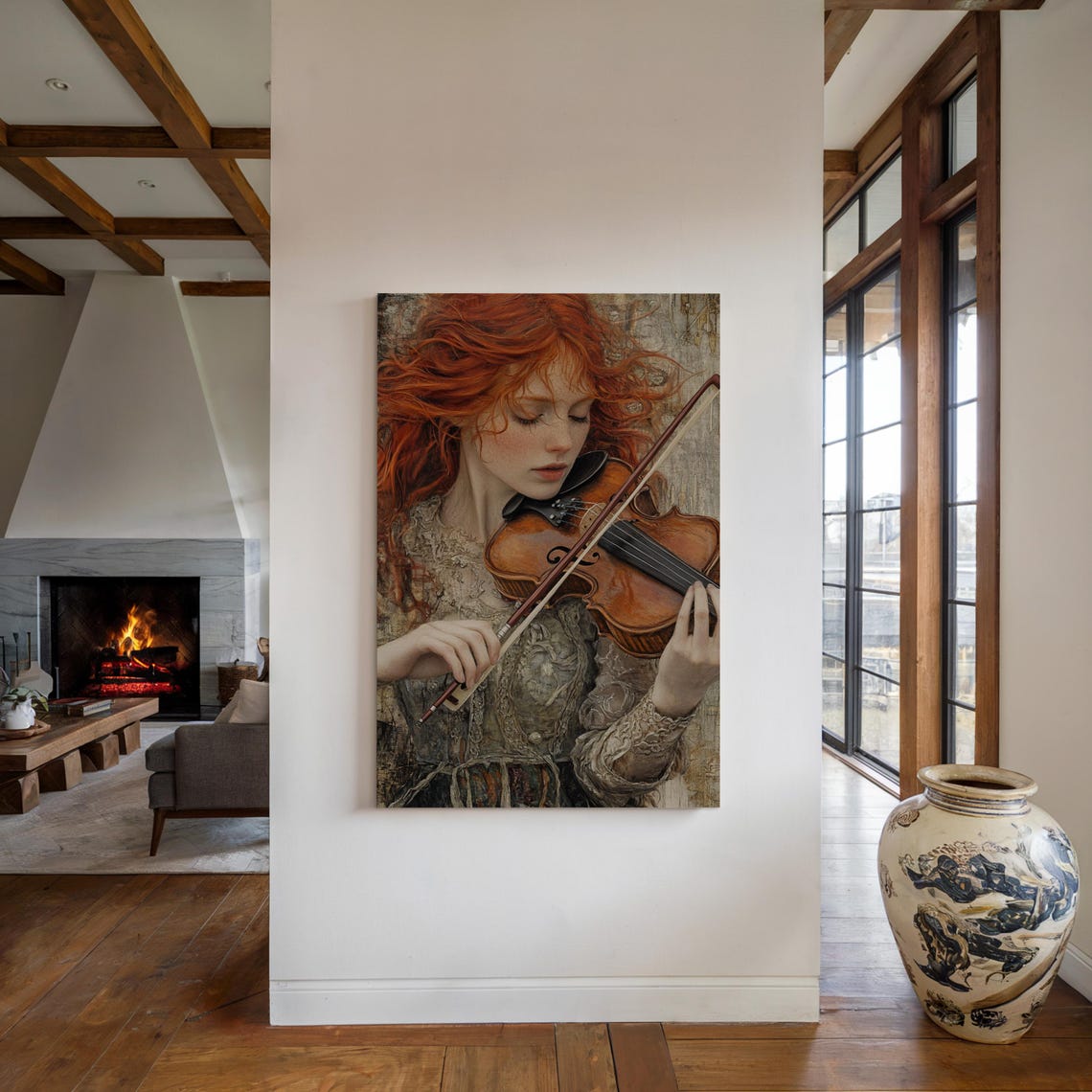 Red Haired Violinist Classical Music Portrait Elegant Poster - Image 5