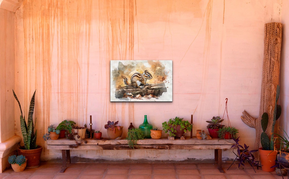 Watercolor Chipmunk Wildlife Illustration Cozy Nature Poster - Image 6