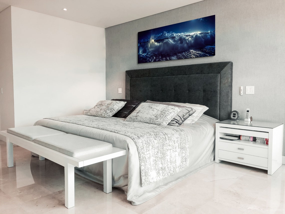 Giant Ocean Wave Under Moonlight Night Seascape Panorama Wall Art - Image 4