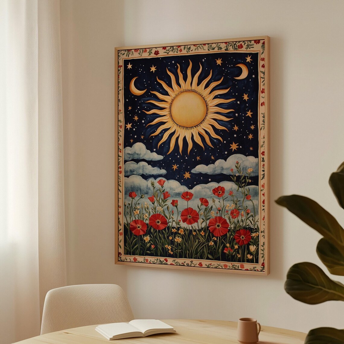 Celestial Sun And Moon, Starry Night Design - Image 3